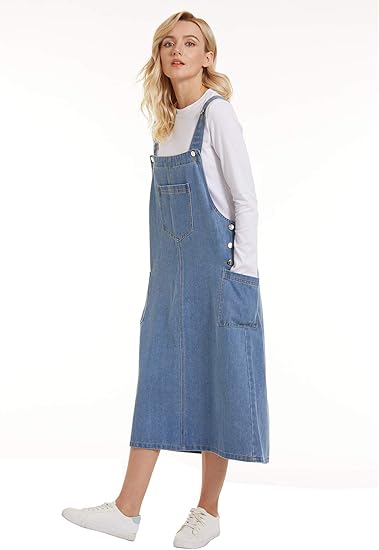 Women's Denim Overall Dress Jean Sleeveless