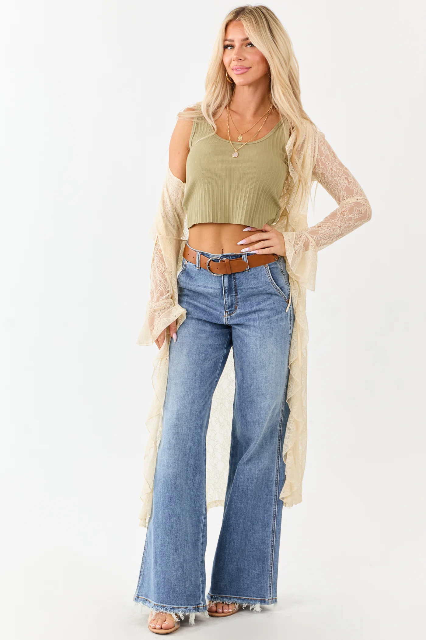 Medium High Rise Retro Wide Stretchy Jeans