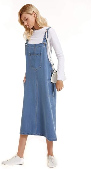 Women's Denim Overall Dress Jean Sleeveless