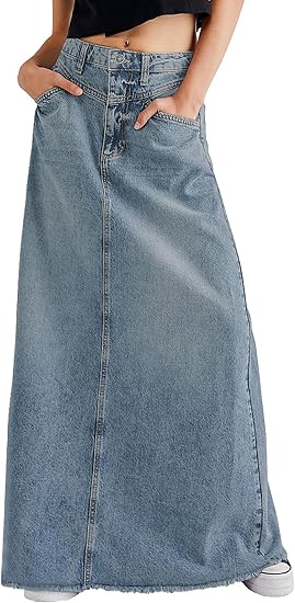 Vintage Denim Maxi Skirt