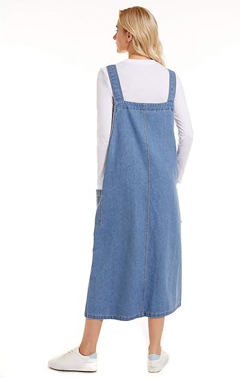 Women's Denim Overall Dress Jean Sleeveless