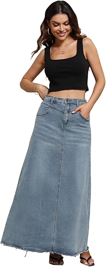 Vintage Denim Maxi Skirt
