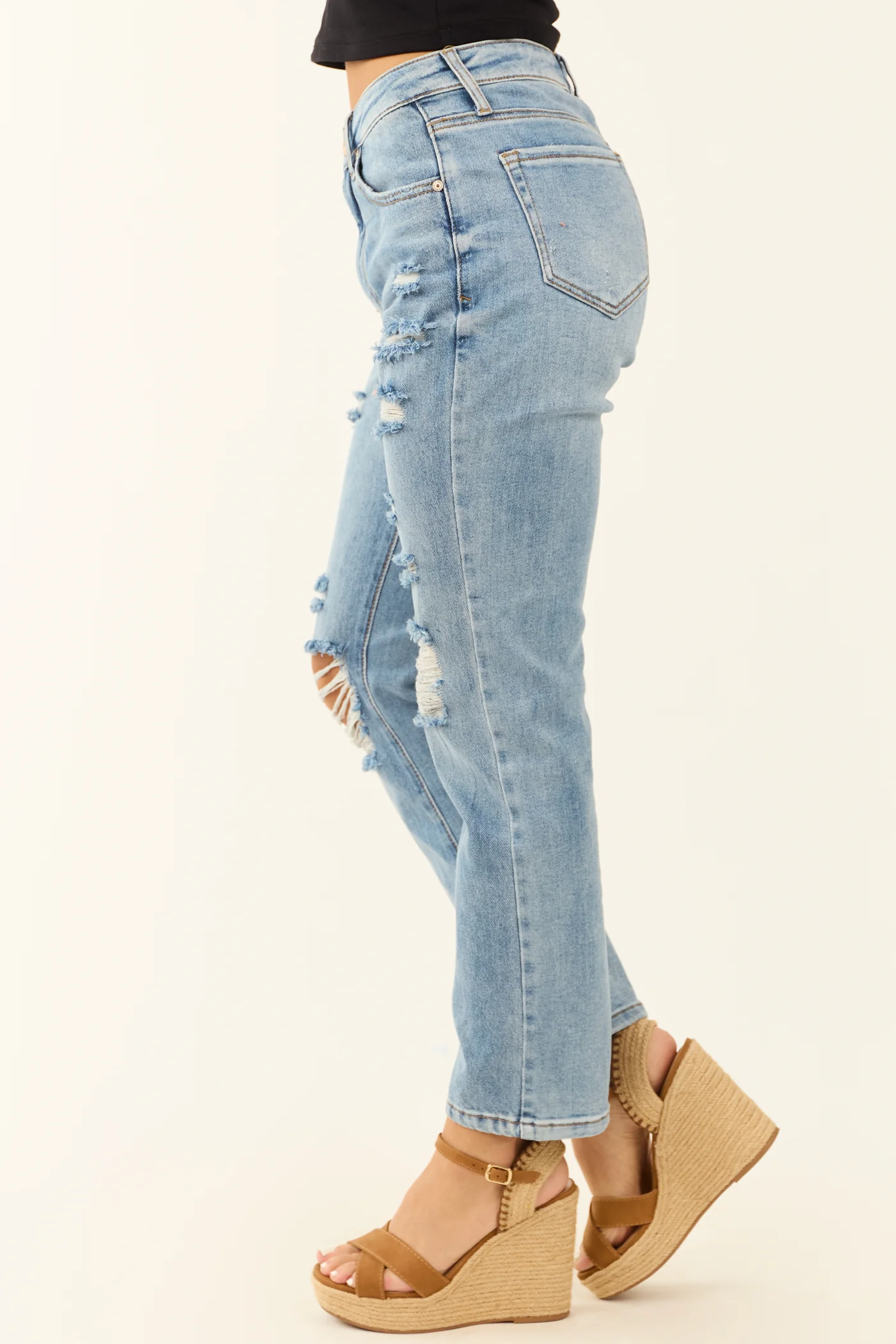 Seam Detailed Wide Leg Stretchy Jeans