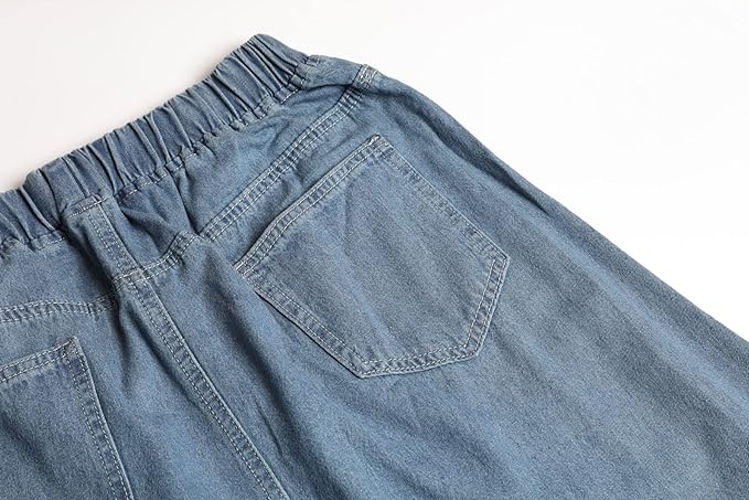 Vintage stretch high waist frayed A-line long denim skirt