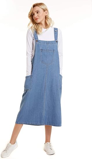 Women's Denim Overall Dress Jean Sleeveless