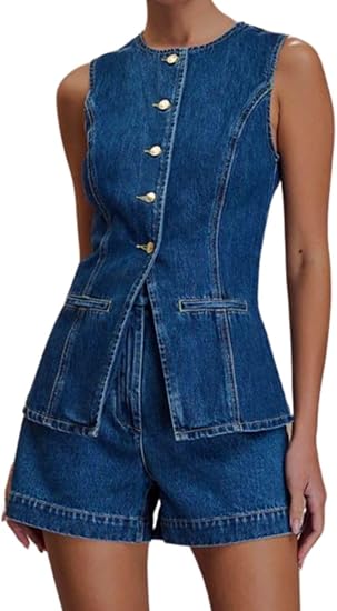 Women's denim vest