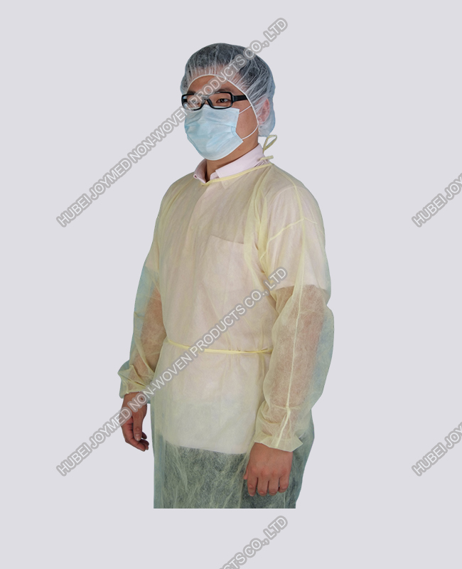 Bata de isolamento não tecida com punhos elásticos