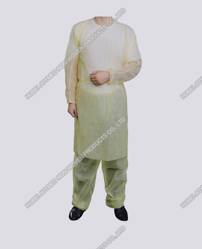 Bata de isolamento não tecida com punhos elásticos