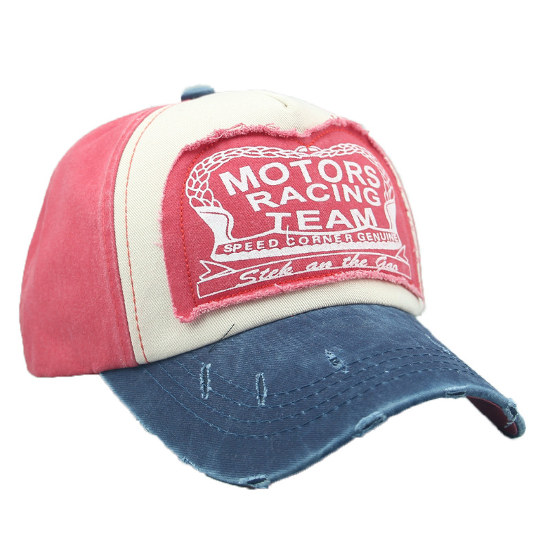 Distressed printed wide-brim baseball cap