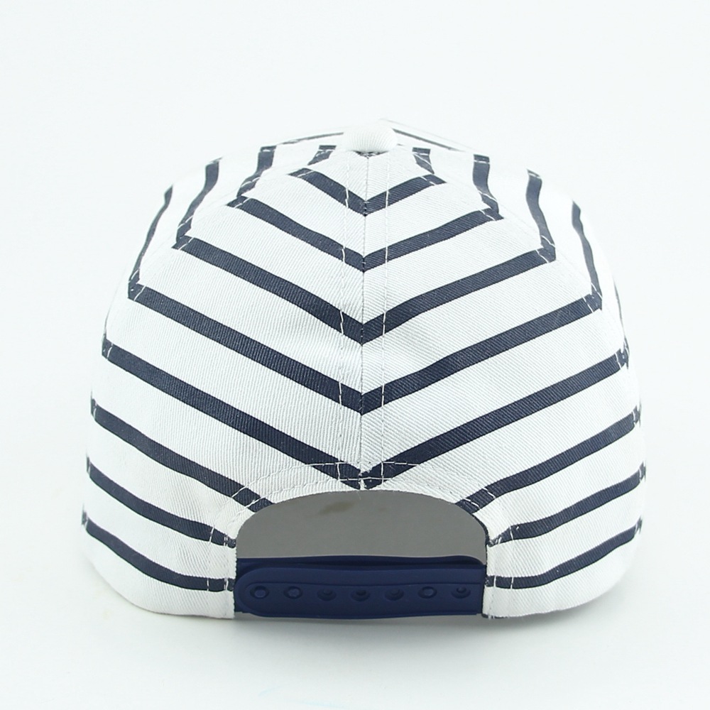 Embroidered silver powder printed striped plastic buckle hat