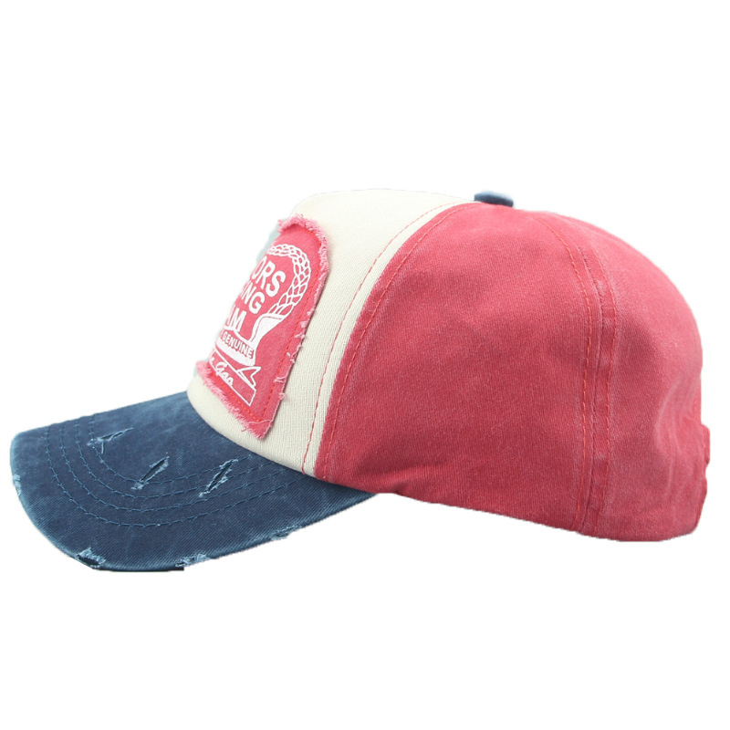 Distressed printed wide-brim baseball cap