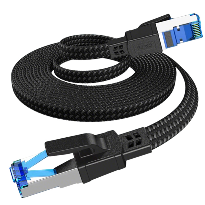 Cat8 Black Braided Flat Cable