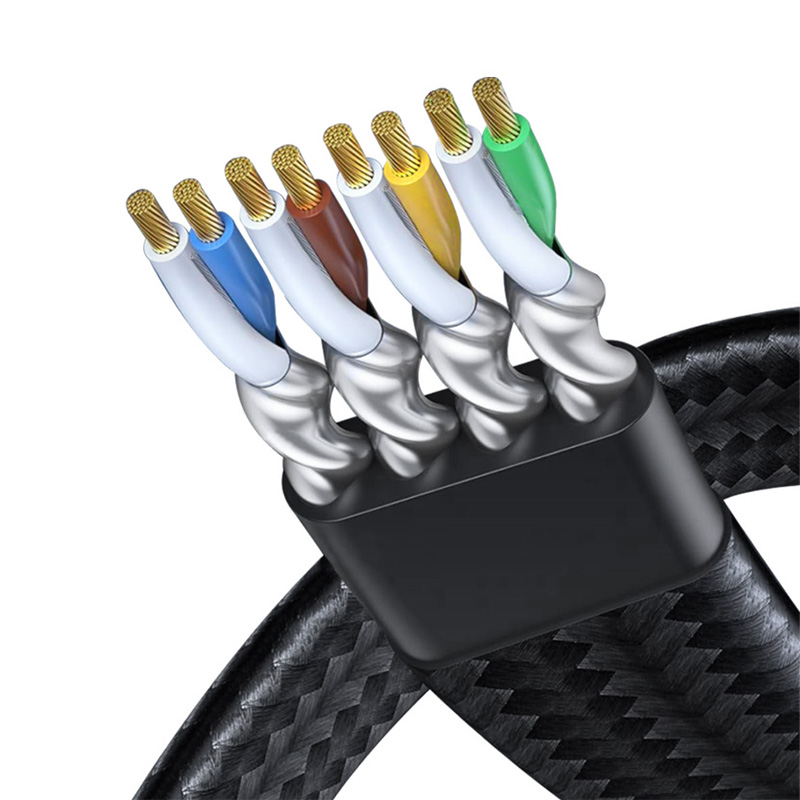 Cat8 Black Braided Flat Cable