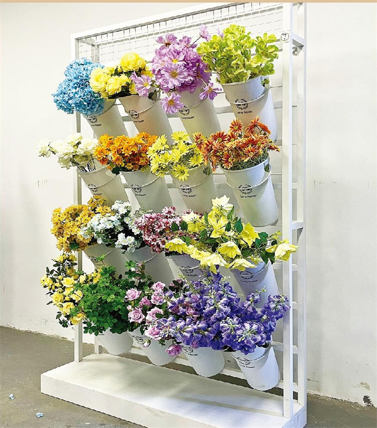 Wall-mounted flower material rack