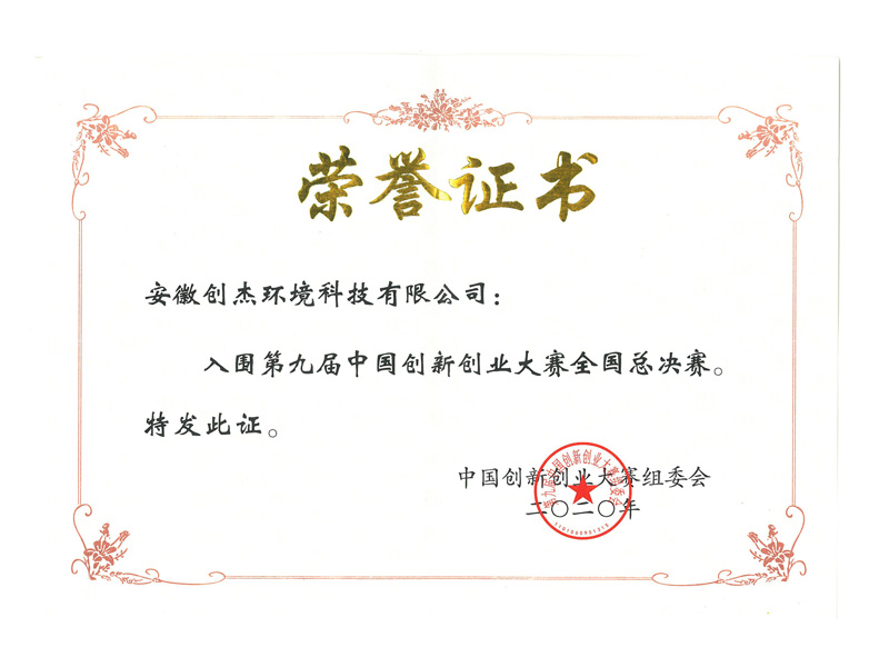 科技部创新创业大赛国赛入围奖