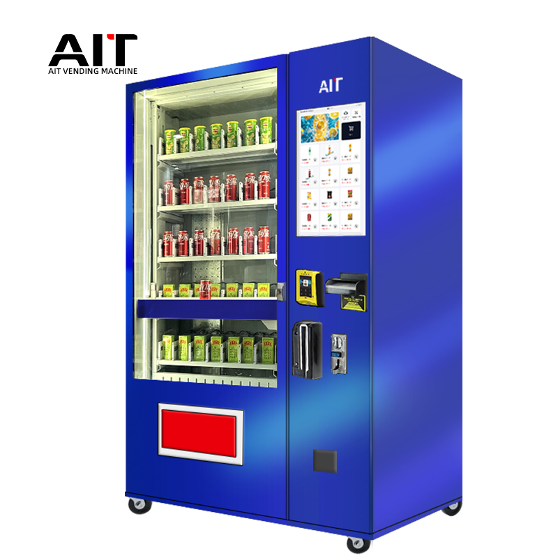 21.5-inch touch screen vending machine with lifting platform for beverages, snacks and fragile items