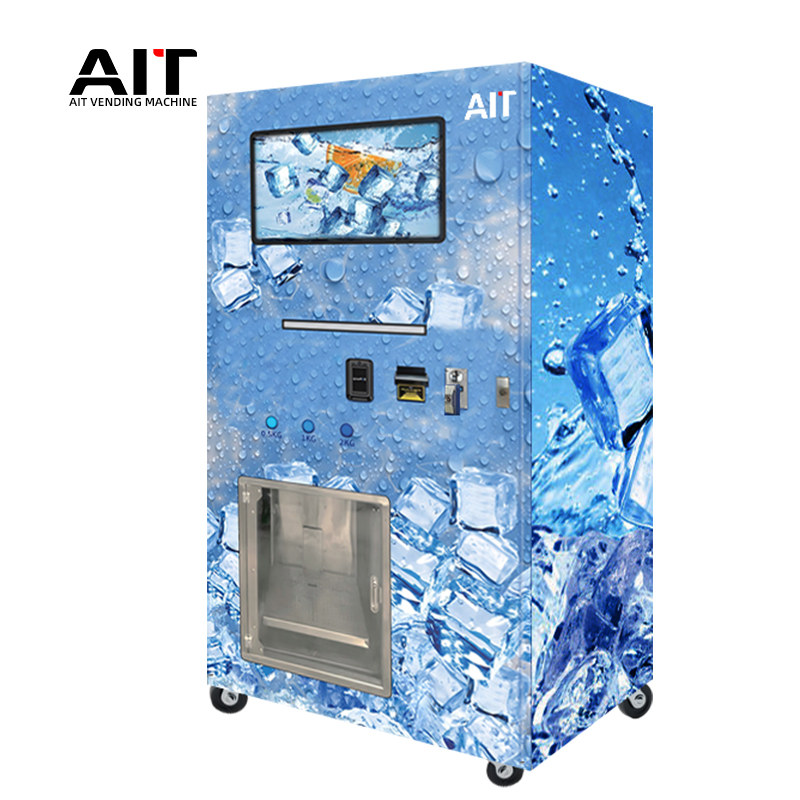 21.5-inch touch screen ice cube vending machine Square ice cubes Ice cube production and sales integrated vending machine