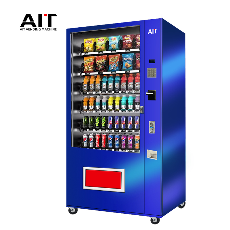 Metal button type 6-row 60-channel beverage and snack vending machine