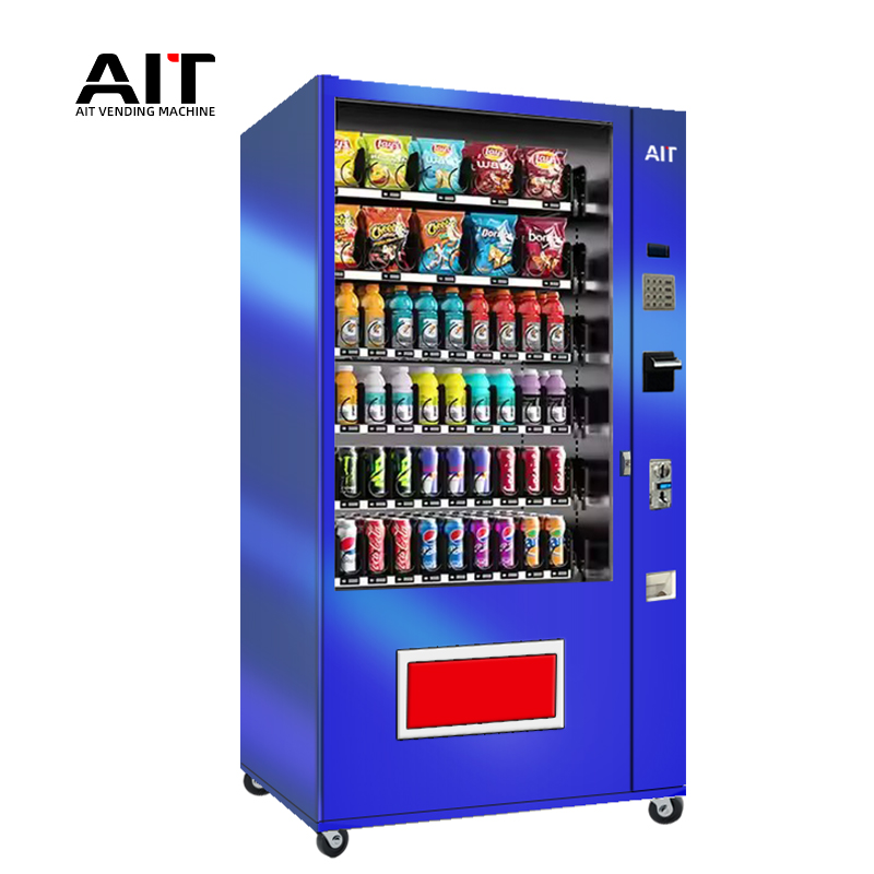 Metal button type 6-row 60-channel beverage and snack vending machine