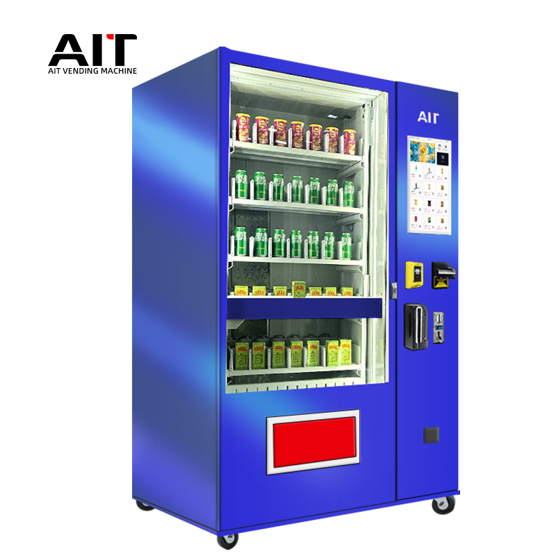 21.5-inch touch screen vending machine with lifting platform for beverages, snacks and fragile items