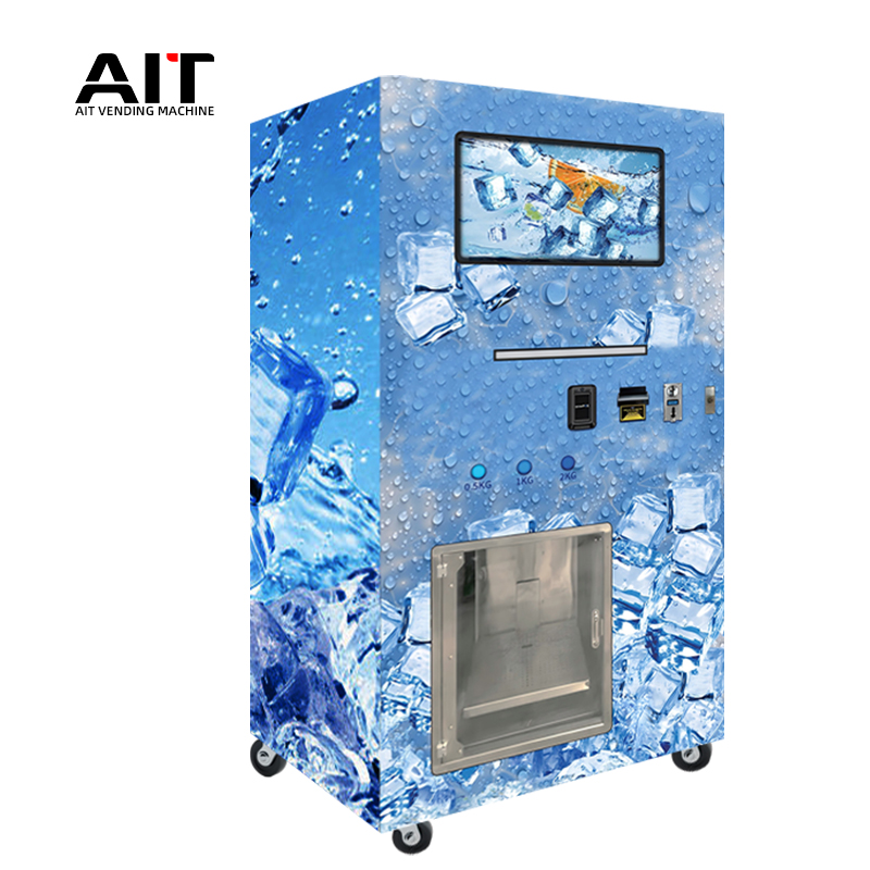 21.5-inch touch screen ice cube vending machine Square ice cubes Ice cube production and sales integrated vending machine