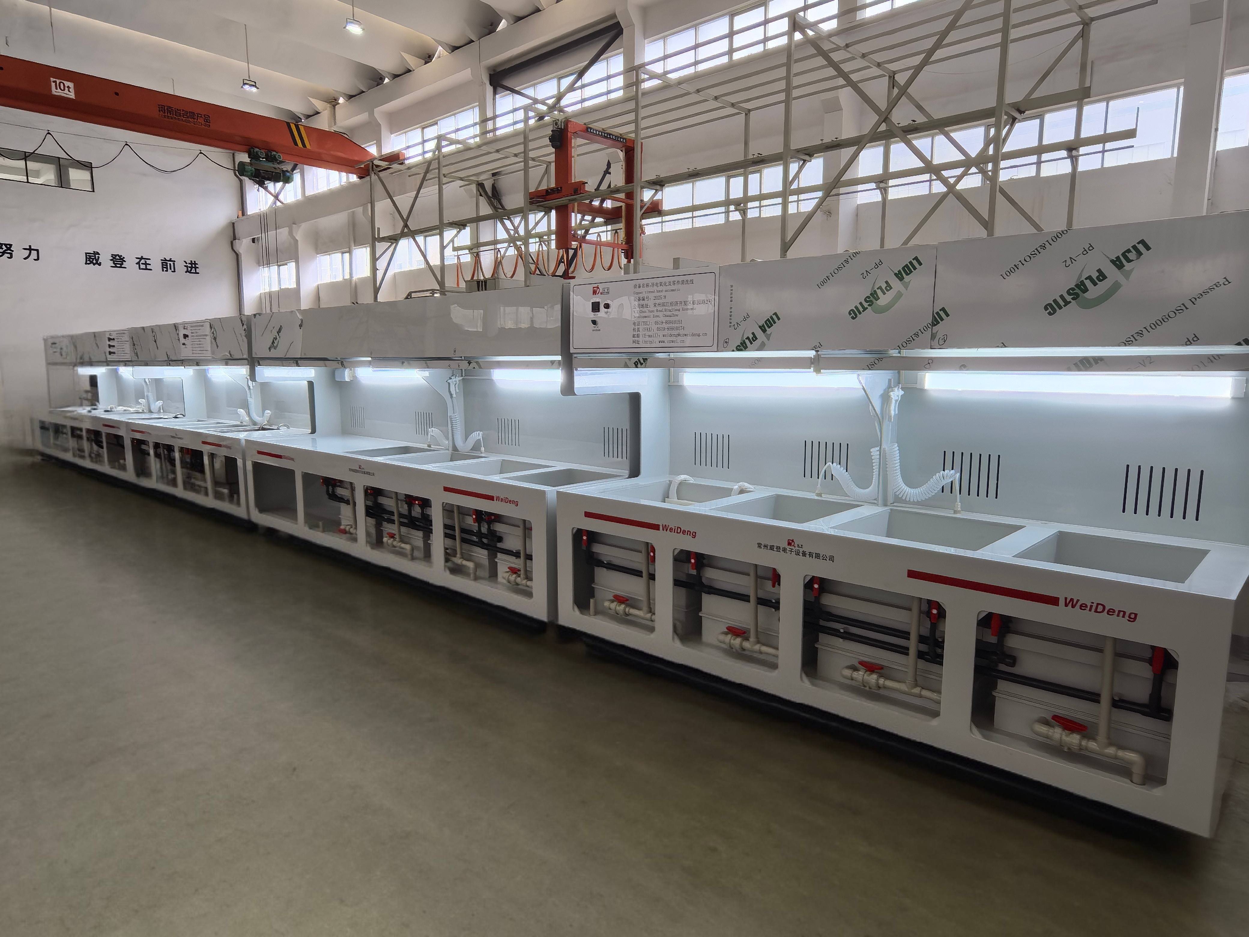 Conductive oxidation and parts cleaning line