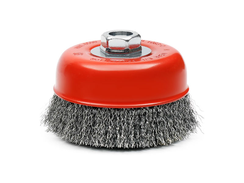 Crimped wire cup brushes