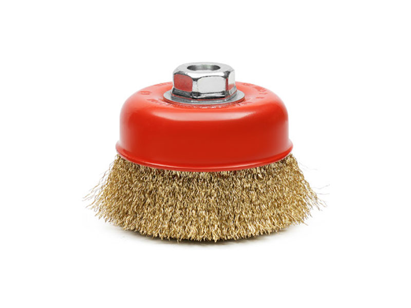 Crimped wire cup brushes