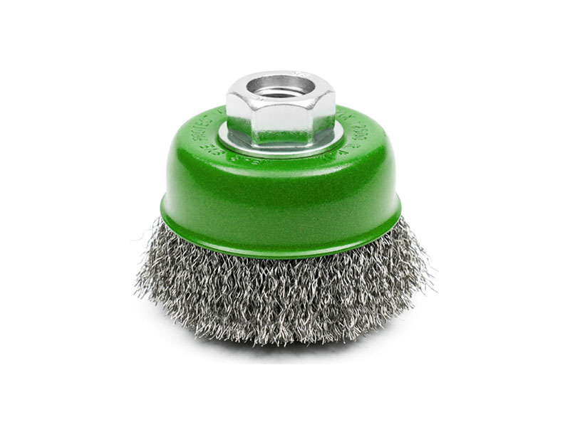 Crimped wire cup brushes