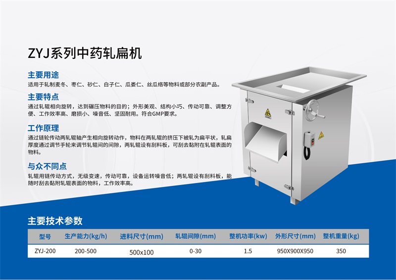 ZYJ系列中药轧扁机