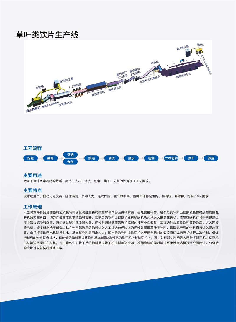 草叶类饮片生产线