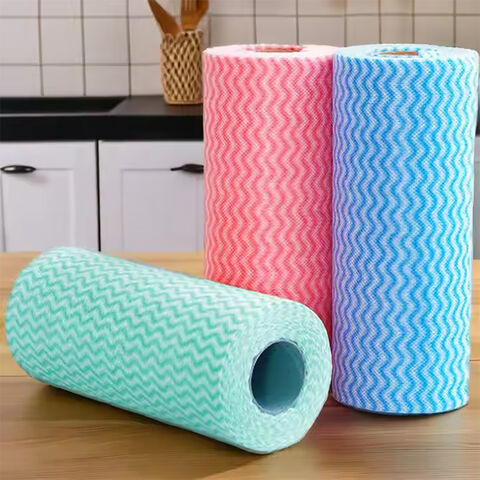 Custom Household Cleaning Disposable Nonwoven Kitchen Roll Rag Dishcloth Washable Duster Dish Towel Wipe Cleaning Cloth