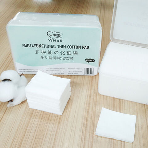 1000 Count Lint-Free Square Cosmetic Pads for Sensitive Skin Gentle Exfoliation Disposable Makeup Remover Cotton Pads