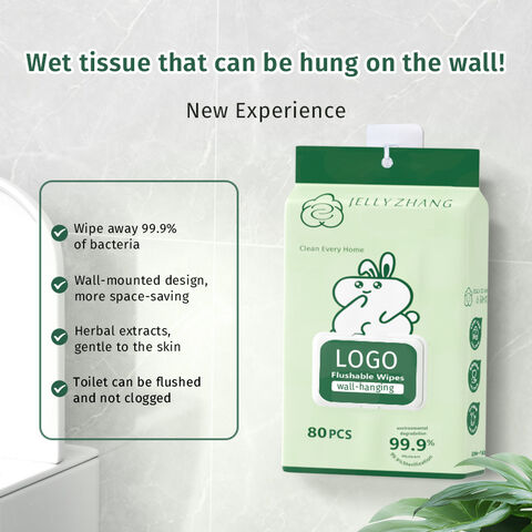 Wholesale Custom Organic Wall Hanging Wet Tissue Feminine Wet Wipe for Sensitive Skin Biodegradable Adult Flushable Wet Wipes