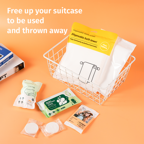 Hygienic Travel Pack Disposable Bath/Underwear/Pillowcase/Toilet Mat/Wet Toilet Paper/Cotton Towel – Portable travel set for WOMEN