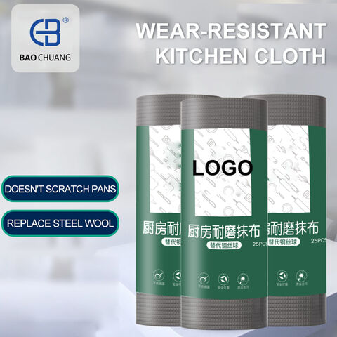 OEM/ODM Non-Scratch Disposable Nonwoven Textured Surface Cloths for Non-Stick Cookware & Stainless Steel.