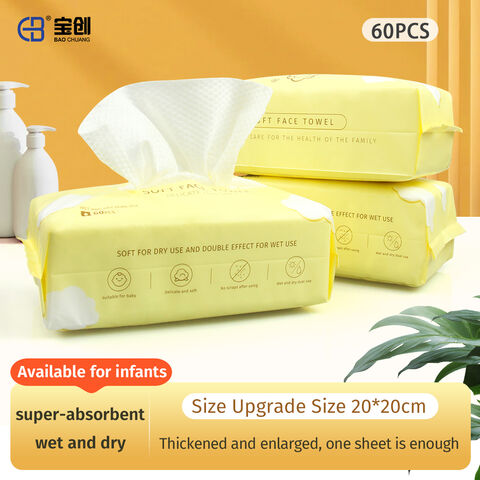 Factory Price Disposable Nonwoven Soft Cotton Tissue Wet and Dry Use Portable Disposable Face Towel 100%Plant Cellulose Fibre