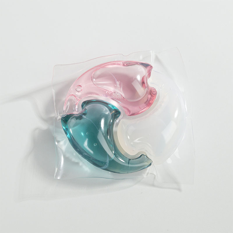Laundry detergent pod 3D pink, green, and white