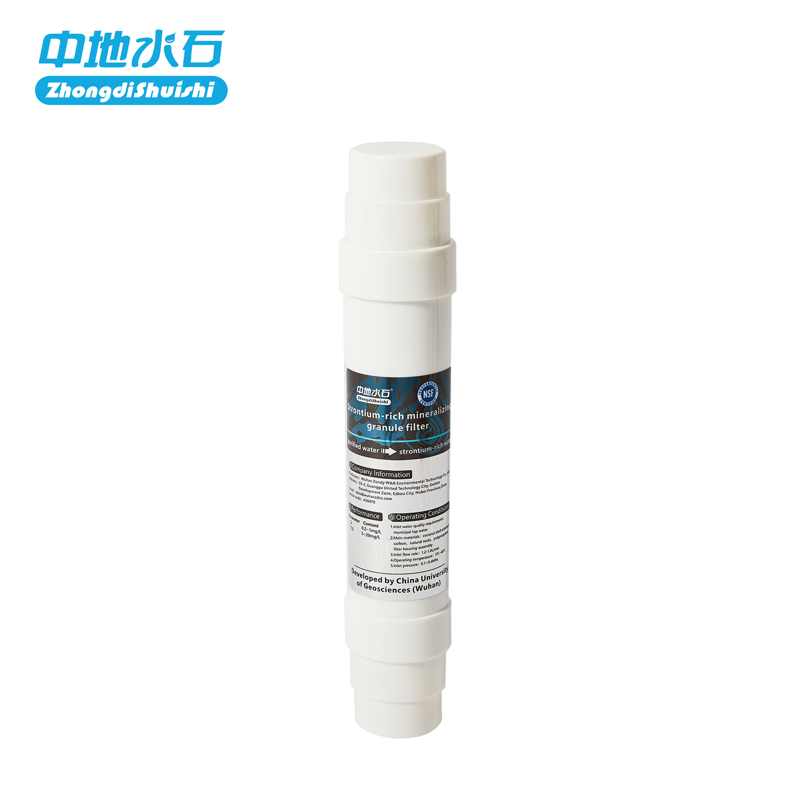 Strontium-rich mineralizing carbon block filter