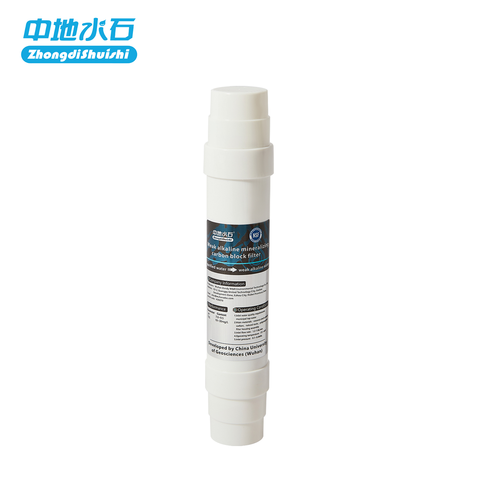 Weak alkaline mineralizing carbon block filter