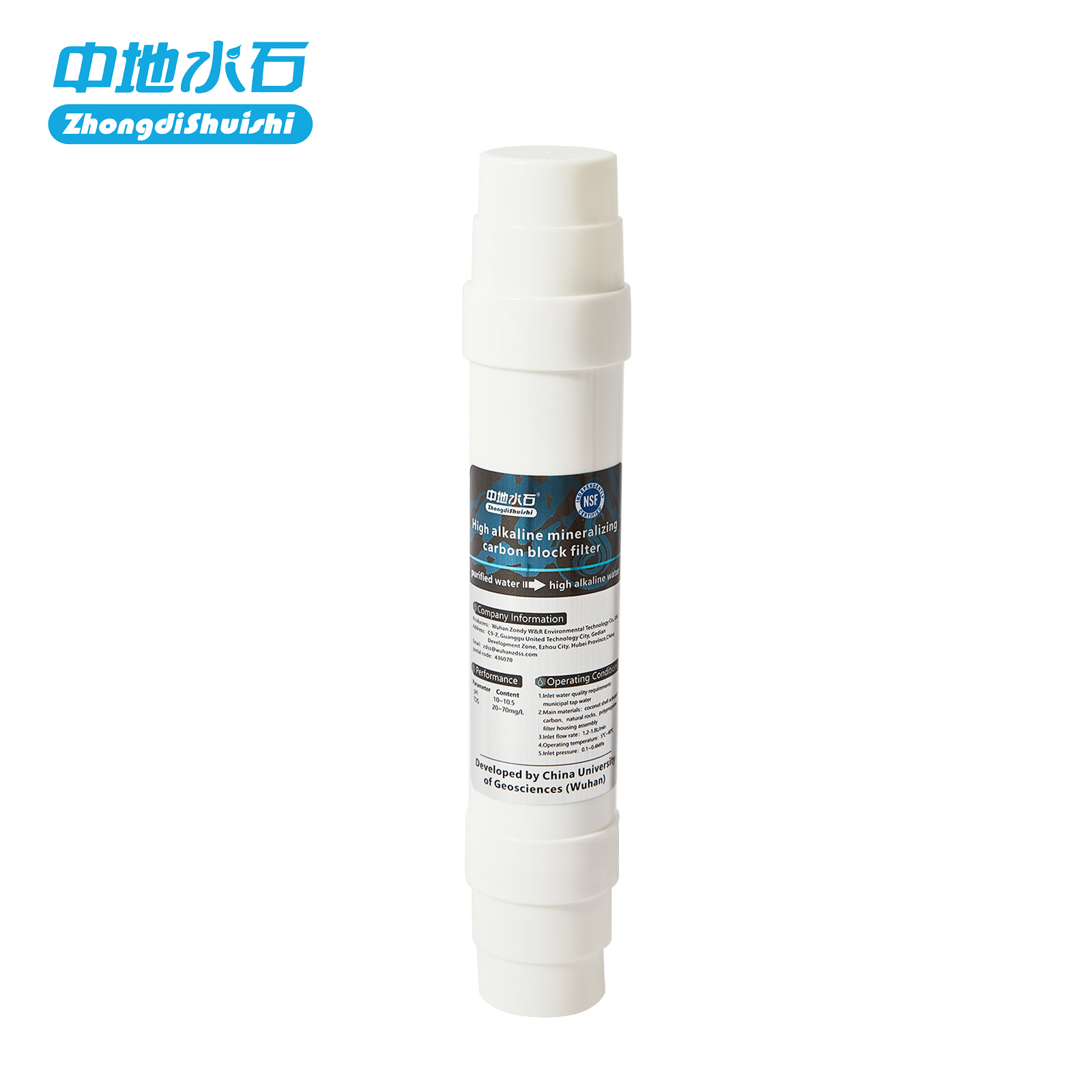 High alkaline mineralizing carbon block filter