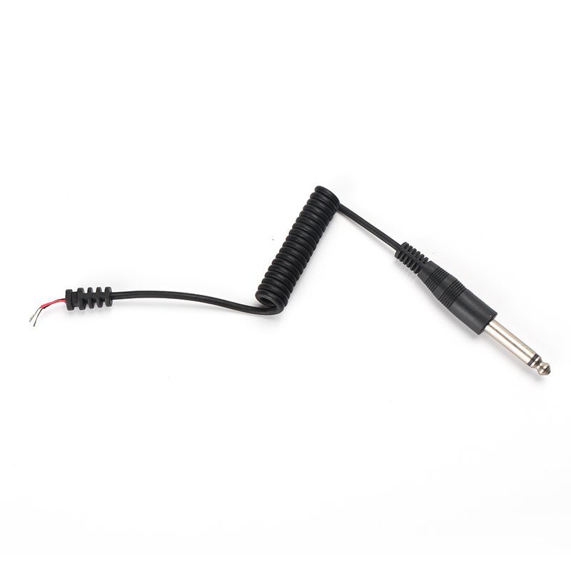 6.35双声道话筒头弹簧线
