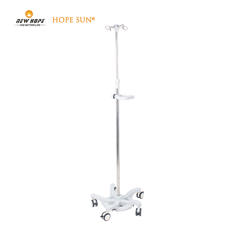 HS5822 4 Hooks Adjustable Stainless Steel IV Stand