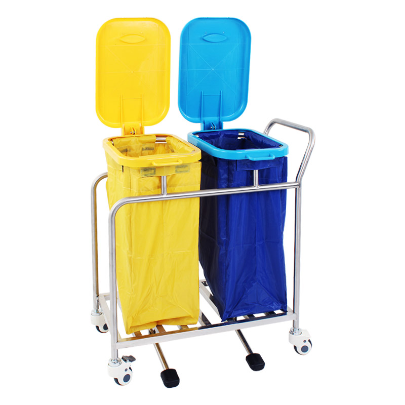 HS6136A Double bag Stainless Steel Dirty Clothes Trolley