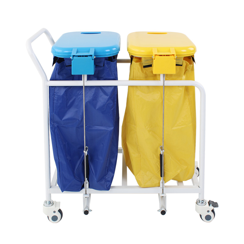 HS6135A Double bag Powder-coated Steel Dirty Clothes Trolley