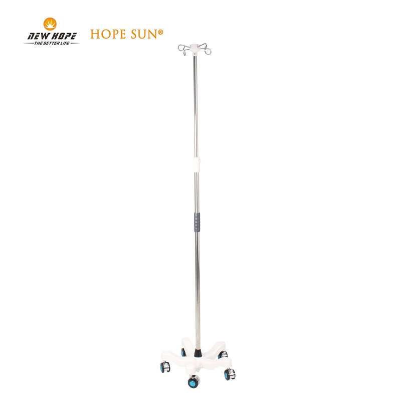 HS5821 4 Hooks Adjustable Stainless Steel IV Stand