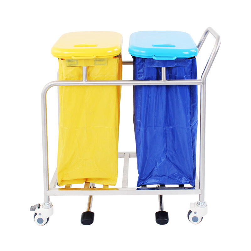 HS6136A Double bag Stainless Steel Dirty Clothes Trolley