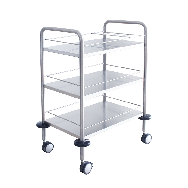 HS6123 Stainless Steel 3-shelf Instrument Trolley