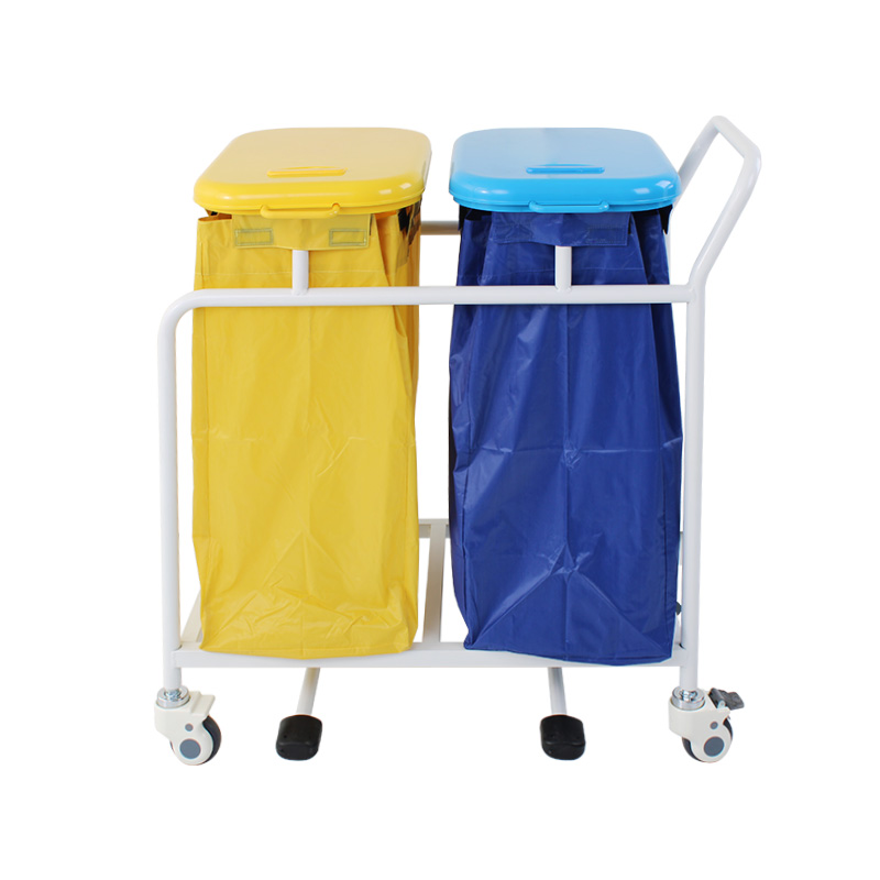 HS6135A Double bag Powder-coated Steel Dirty Clothes Trolley