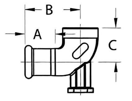 90&deg; elbow with seat a2-8 2